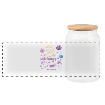 Citation religieuse Don chrétien - Boîte à biscuits avec couvercle en bois - blanc - Devant