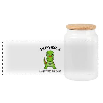 Le joueur 2 a le jeu Enter Baby - Boîte à biscuits avec couvercle en bois - blanc - Devant