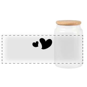 Heart Hearts - Panoramic Cookie Jar with Wooden Lid - white - Front