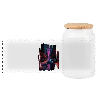 New York Vaporwave Aesthetic Retro Style I Love NY - Panorama Keksdose mit Holzdeckel - Weiß - Vorne