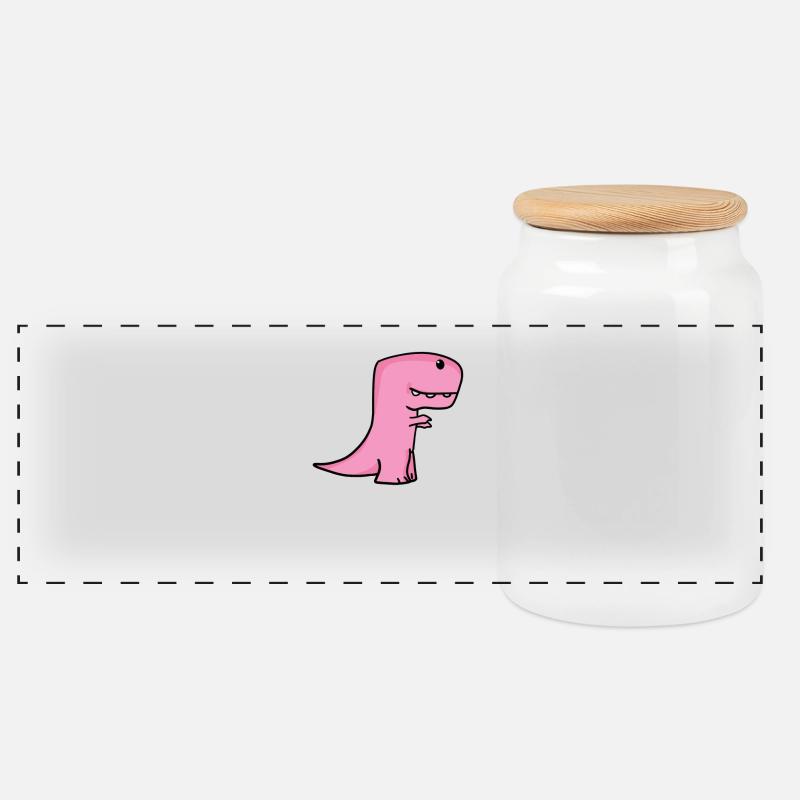 Dino Dinosaurier Rosa Pink - Panorama Keksdose mit Holzdeckel - Weiß