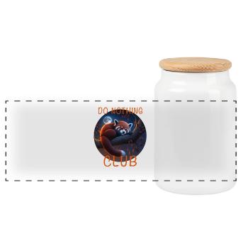 Petit panda - Boîte à biscuits avec couvercle en bois - blanc - Devant