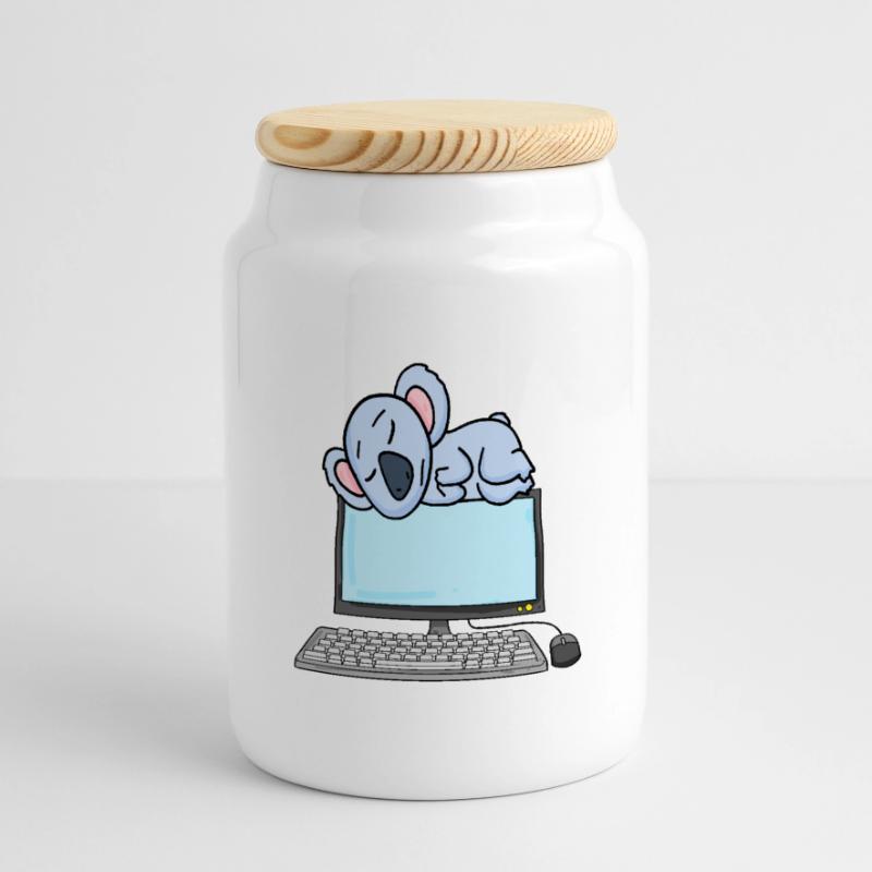 Koala Computer Nerd Programmierer Geschenk Panorama Keksdose mit Holzdeckel