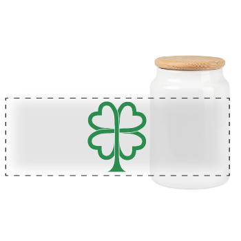 St. Patrick's Day Geschenk Kleeblatt Männer, Frauen, Kinder - Panorama Keksdose mit Holzdeckel - Weiß - Vorne