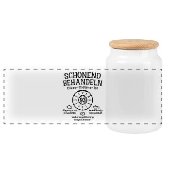 93. Geburtstag Schonend Behandeln Oldtimer Ist 93 - Panorama Keksdose mit Holzdeckel - Weiß - Vorne