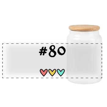 80 YEARS. 80TH ANNIVERSARY. BIRTHDAY 80 YEARS. 80 - Panoramic Cookie Jar with Wooden Lid - white - Front