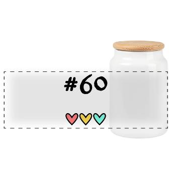 60 JAHRE. 60-JÄHRIGES JUBILÄUM. GEBURTSTAG 60 JAHRE. 60 - Panorama Keksdose mit Holzdeckel - Weiß - Vorne