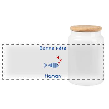 MAMIE. FÊTE DES MÈRES. BONNE FÊTE MAMIE. JE T'AIME - Boîte à biscuits avec couvercle en bois - blanc - Devant
