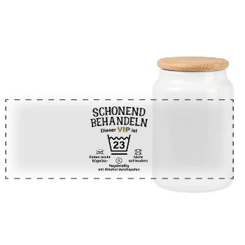 23. Geburtstag Schonend Behandeln 23 VIP ist 23 - Panorama Keksdose mit Holzdeckel - Weiß - Vorne