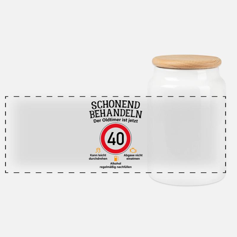 40. Geburtstag Schonend Behandeln Oldtimer Ist 40 - Panorama Keksdose mit Holzdeckel - Weiß