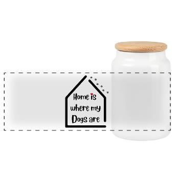 La maison est là où sont mes chiens - Hundeliebe - Boîte à biscuits avec couvercle en bois - blanc - Devant