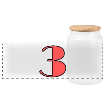 3 YEARS. 3RD ANNIVERSARY. BIRTHDAY 3 YEARS. 3 - Panoramic Cookie Jar with Wooden Lid - white - Front