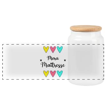 MERCI. MERCI MAÎTRESSE. CADEAU MAÎTRESSE. VACANCES - Boîte à biscuits avec couvercle en bois - blanc - Devant