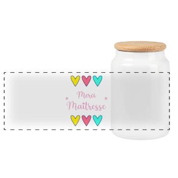 MERCI. MERCI MAÎTRESSE. CADEAU MAÎTRESSE. VACANCES - Boîte à biscuits avec couvercle en bois - blanc - Devant