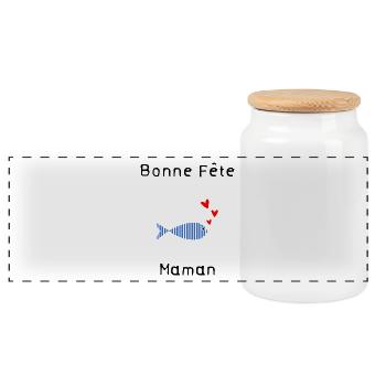 MAMAN. FÊTE DES MÈRES. BONNE FÊTE MAMAN. JE T'AIME - Boîte à biscuits avec couvercle en bois - blanc - Devant