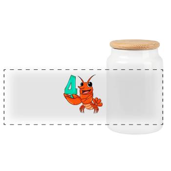 4 birthday 4 years old with animal motif - four - Panoramic Cookie Jar with Wooden Lid - white - Front