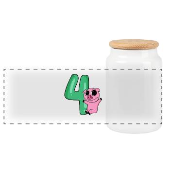 4 birthday 4 years old with animal motif - four - Panoramic Cookie Jar with Wooden Lid - white - Front