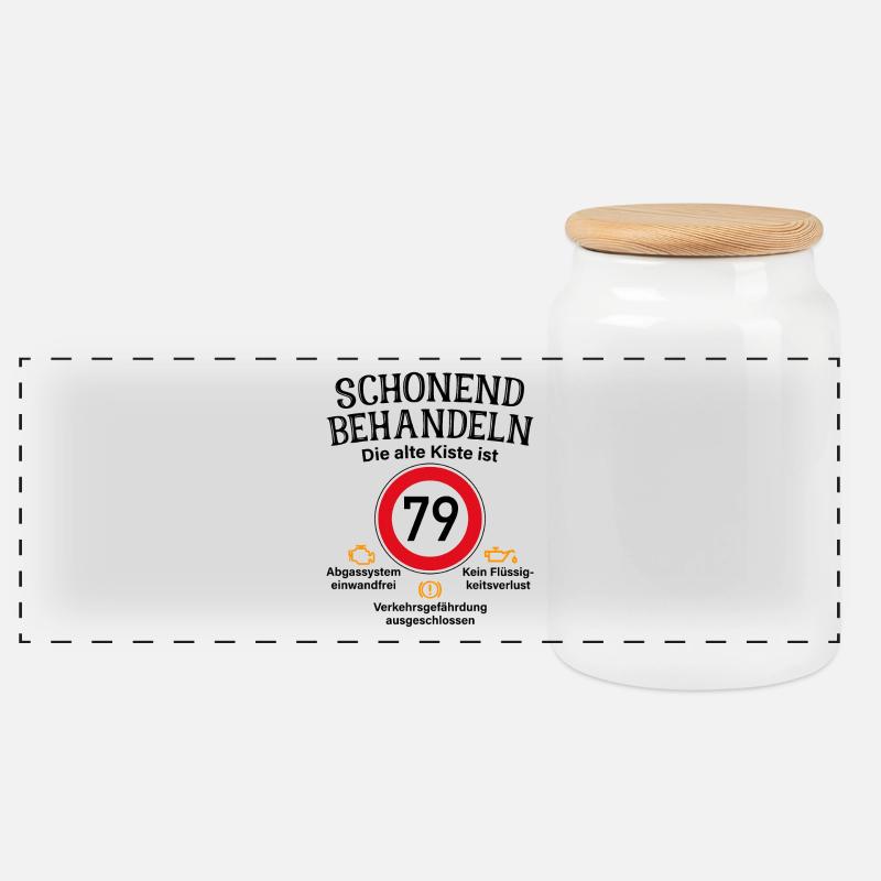 79. Geburtstag Schonend Behandeln 79 Alte Kiste 79 - Panorama Keksdose mit Holzdeckel - Weiß