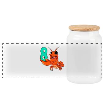 8th birthday motif lobster - eight years - Panoramic Cookie Jar with Wooden Lid - white - Front