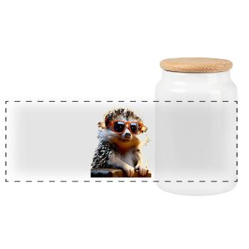 Igel Sonnenbrille Stacheltier Liebe Süßer Igel - Panorama Keksdose mit Holzdeckel - Weiß - Vorne