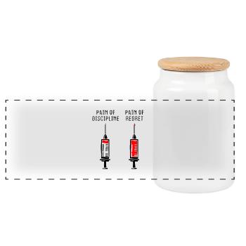Douleur de la discipline Regret Discipline Fitness Succès - Boîte à biscuits avec couvercle en bois - blanc - Devant