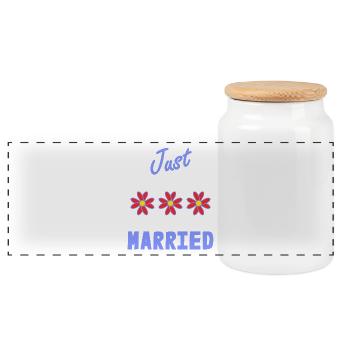 PAAR. ICH HABE GERADE GEHEIRATET. Junggesellinnenabschied. HEILIGER VALENTINSTAG. MARIES - Panorama Keksdose mit Holzdeckel - Weiß - Vorne