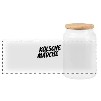 Kölsche Mädche Karneval In Kölle Köln Cologne Girl - Panorama Keksdose mit Holzdeckel - Weiß - Vorne