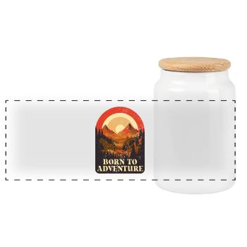 Born To Adventure Adventure Camp Nature Camper Team - Panoramic Cookie Jar with Wooden Lid - white - Front