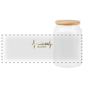 Madrid Skyline Heartbeat Espagne Silhouette Pulse - Boîte à biscuits avec couvercle en bois - blanc - Devant