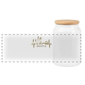 Seattle Skyline Heartbeat USA Fan Heart Pulse Love - Panoramic Cookie Jar with Wooden Lid - white - Front