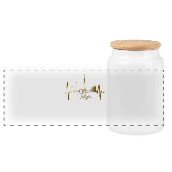 Tokyo Skyline Heartbeat Japan Heart I Love Tokyo - Panoramic Cookie Jar with Wooden Lid - white - Front