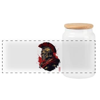 Guerrier spartiate - Boîte à biscuits avec couvercle en bois - blanc - Devant