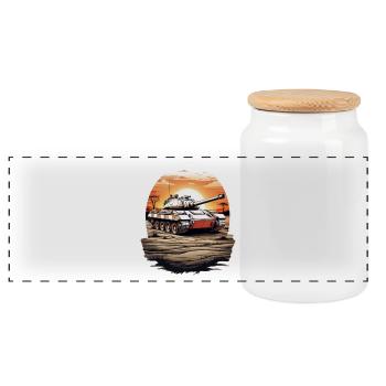 Tank - Panoramic Cookie Jar with Wooden Lid - white - Front