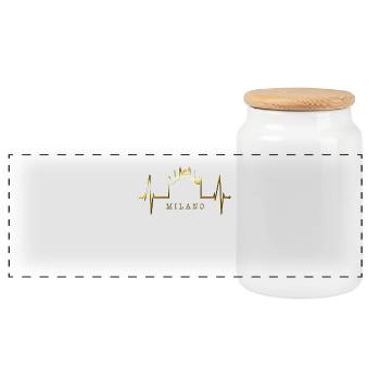 Milan Skyline Italy Heartbeat Fan Love Milano - Panoramic Cookie Jar with Wooden Lid - white - Front