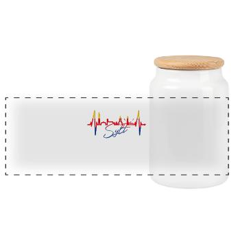 Sylt Skyline North Sea Heartbeat North Frisia Sylter - Panoramic Cookie Jar with Wooden Lid - white - Front