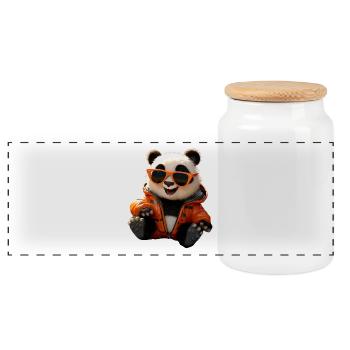 Panda Bear Sunglasses Pandas Love Cute Panda Bear - Panoramic Cookie Jar with Wooden Lid - white - Front