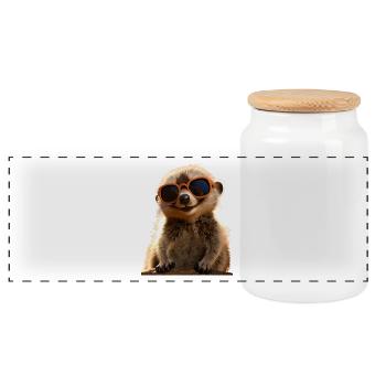 Meerkat Sunglasses Cute Surikate Lover - Panoramic Cookie Jar with Wooden Lid - white - Front