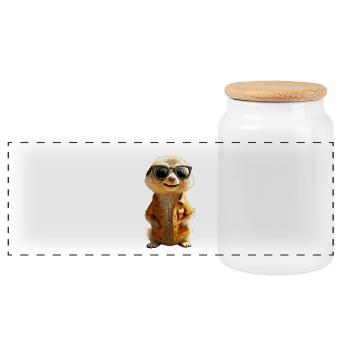 Meerkat Sunglasses Cute Surikate Lover - Panoramic Cookie Jar with Wooden Lid - white - Front