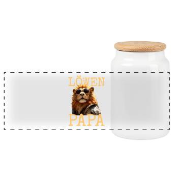 Lion Papa Papa Papa Fête des Pères Père Sauvage Lion - Boîte à biscuits avec couvercle en bois - blanc - Devant