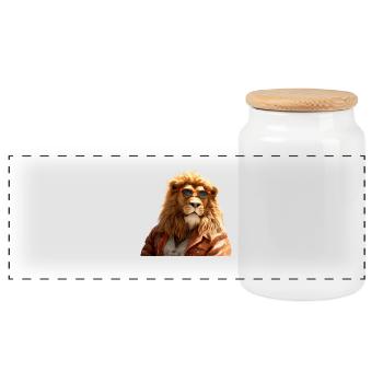 Lion avec des lunettes de soleil Papa Lions Love Wild Lion - Boîte à biscuits avec couvercle en bois - blanc - Devant