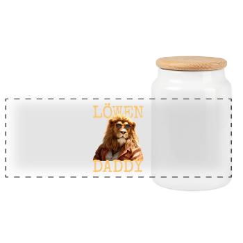 Lion Papa Papa Papa Fête des Pères Père Sauvage Lion - Boîte à biscuits avec couvercle en bois - blanc - Devant