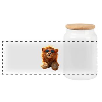 Lion avec des lunettes de soleil Les Lions sauvages aiment le Lion mignon - Boîte à biscuits avec couvercle en bois - blanc - Devant