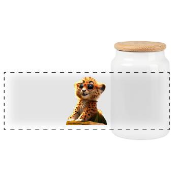 Cheetah Sunglasses Cheetah Cats Cute Cheetah - Panoramic Cookie Jar with Wooden Lid - white - Front