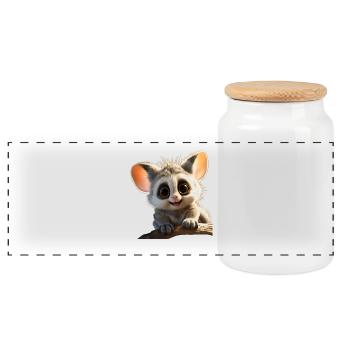Galago Bush Bébé Singe Galagos Singe Mignon Galago - Boîte à biscuits avec couvercle en bois - blanc - Devant
