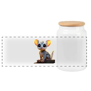 Galago Bush Bébé Singe Galagos Singe Mignon Galago - Boîte à biscuits avec couvercle en bois - blanc - Devant
