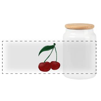 Cerise - Boîte à biscuits avec couvercle en bois - blanc - Devant