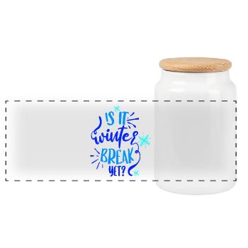 Winter Break - Panoramic Cookie Jar with Wooden Lid - white - Front