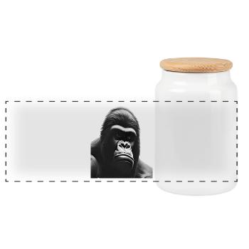 Silverback Gorilla - Panoramic Cookie Jar with Wooden Lid - white - Front