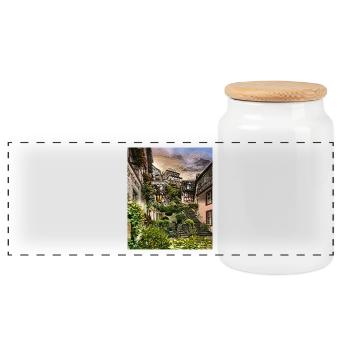 Beilstein, Allemagne - Boîte à biscuits avec couvercle en bois - blanc - Devant