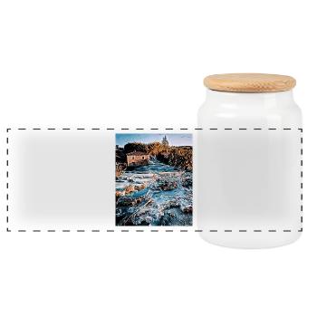 Cascate del Mulino, Italy - Panoramic Cookie Jar with Wooden Lid - white - Front